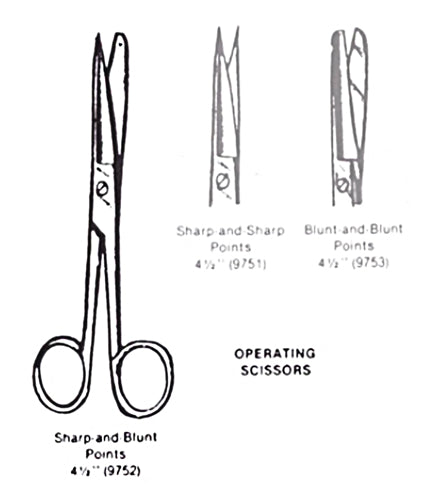 Operating Scissors- Sharp/Blunt- 4 1/2 Straight product image