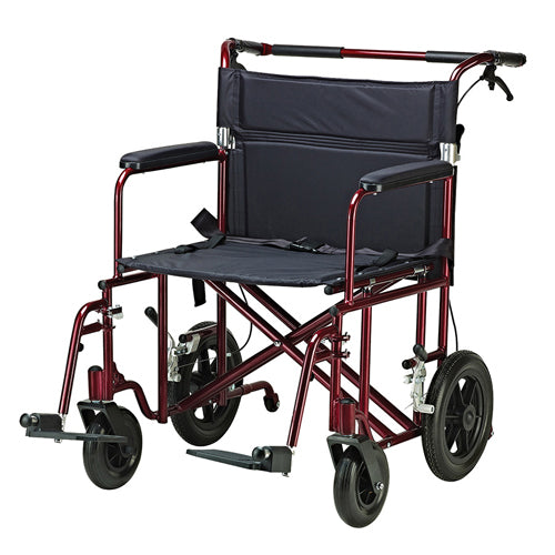 Transport Chair 22 Bariatric Red w/12 Rear Flat Free Wheels product image