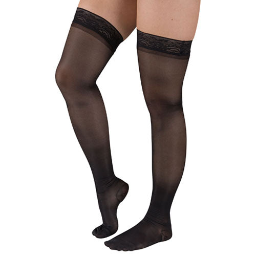 Ladies' Shr Moderate Supprt Md 15-20mmHg Thgh w/StayTop Black product image