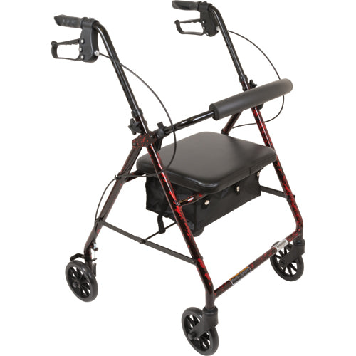 Deluxe Aluminum Rollator Burgundy Flame 8 Wheels product image