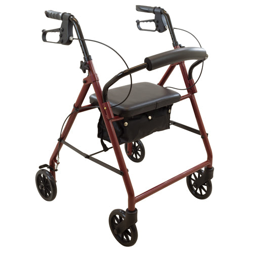 Rollator Steel 6 Wheels Burgundy 300 lb. Weight Cap product image