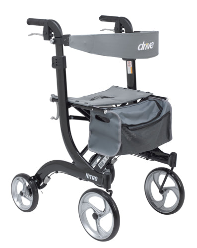 Nitro Aluminum Rollator Black Tall Height w/10 Casters product image