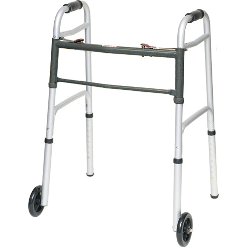 Aluminum Junior Walker Folding 5 Wheels 2 Button Release product image