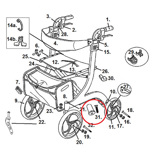 Cross Brace Screw & Insert for Nitro Rollators product image