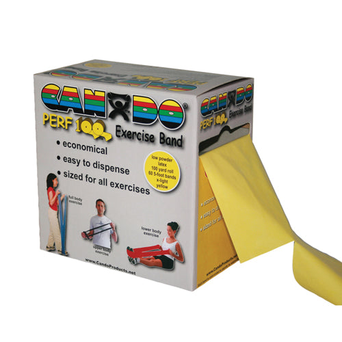 Cando Exercise Band Yellow X-Light 100-Yard Dispenser Box product image