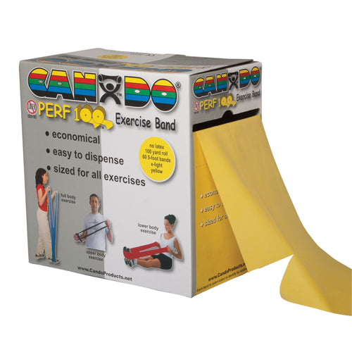 Cando No-Latex Exercise Band Yellow X-Light 100yd Disp Box product image