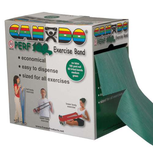 Cando No Latex Exercise Band Green Medium 100yd Dspnser Box product image