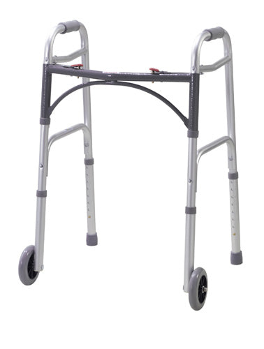 Walker Folding 2-Button Adult Alum w/5  Wheels  (Drive) Cs/4 product image