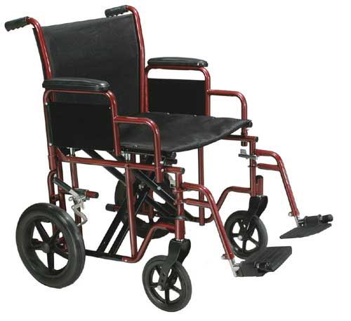 Transport Wheelchair Bariatric 22  Wide Red product image