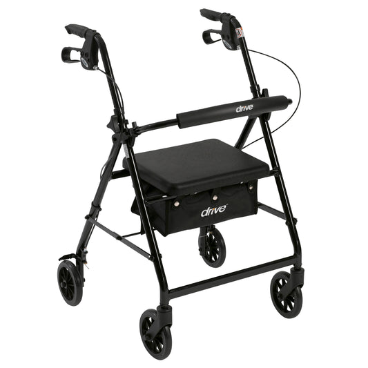 Rollator 4-Wheel with Pouch & Padded Seat  Black - Drive product image