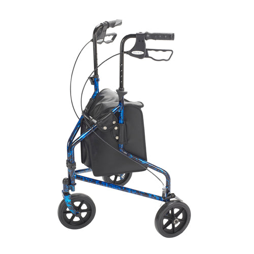Rollator 3-Wheeled w/Pouch & Basket Loop Brake-Flame Blue product image