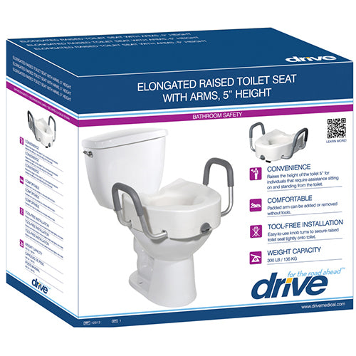 Raised Toilet Seat With Lock & Alum Det Arms Elongated product image