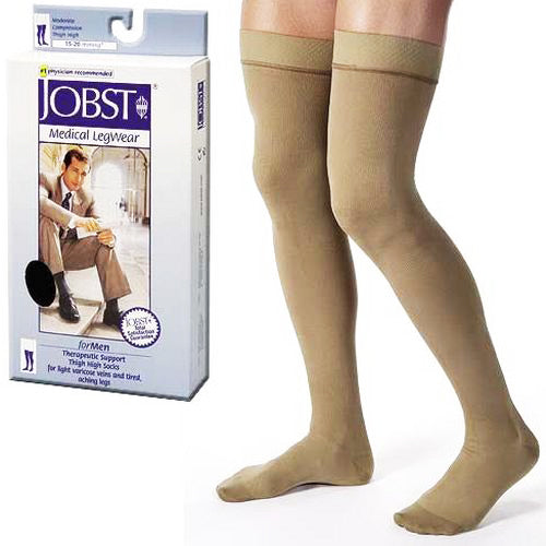 Jobst for Men 15 - 20 Thigh Hi Ribbed Khaki Large product image