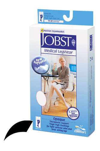 Jobst Opaque Thigh-Hi 15-20 Black Large Open Toe product image
