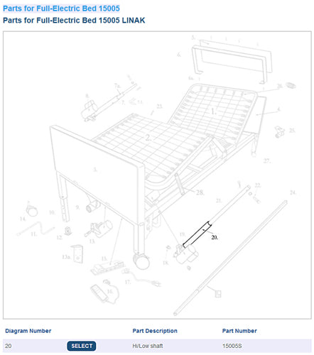 Hi/Low Shaft only  Drive for Semi/Full/Bariatric Beds product image