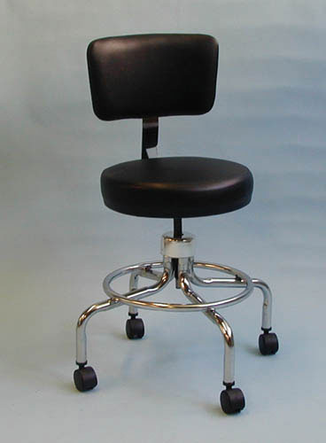 Classic Doctors Stool W/ Back W/ Foot Ring & Casters product image