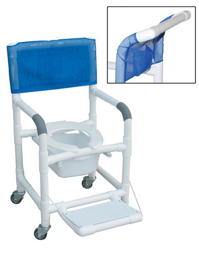 Shower Chair PVC Dlxe Drop Arm w/Folding Footrest & Sq. Pail product image