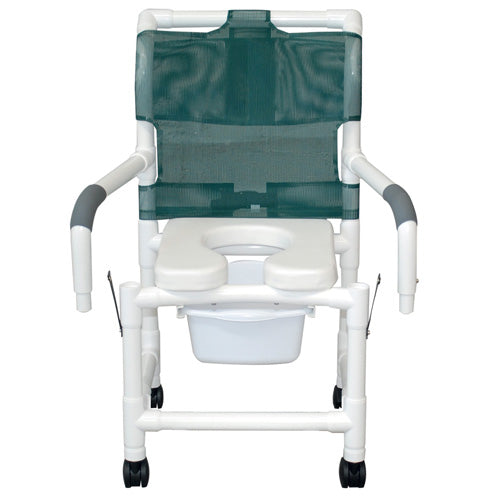 Shower Chair 18 W w/Soft Seat Elongated DropArm Square Pail product image
