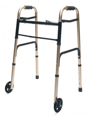 Walker  Adult w/5  Wheels Folding  Gold  Case of 2 product image