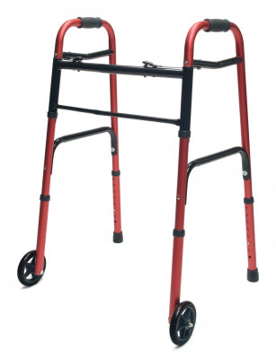 Walker  Adult w/5  Wheels Folding  Red  Case of 2 product image