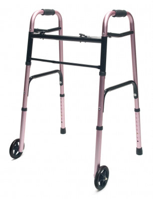 Walker  Adult w/5  Wheels Folding  Pink  Case of 2 product image