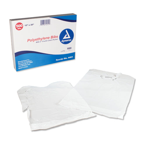 Disposable Polyethylene Bibs W/Crumb Pocket 15 x20  Bx/500 product image