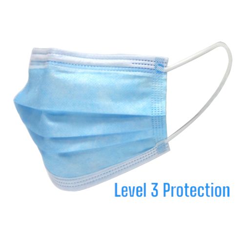 Disposable Face Mask Bx/50 w/EarLoops 3-Ply Level 3  Blue product image