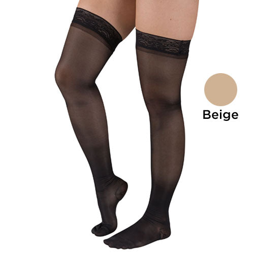 Ladies' Shr Moderate Supprt 2X 15-20mmHg Thgh w/StayTop Beige product image