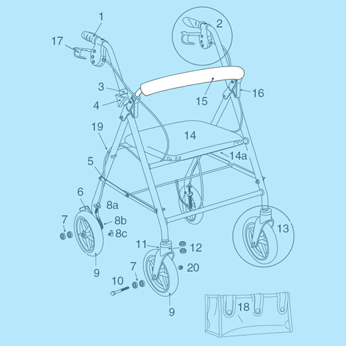 Backrest Replacement For R800 and R900 Rollator Series product image