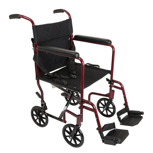 ProBasics Burgundy Aluminum Transport Chair with Footrests product image