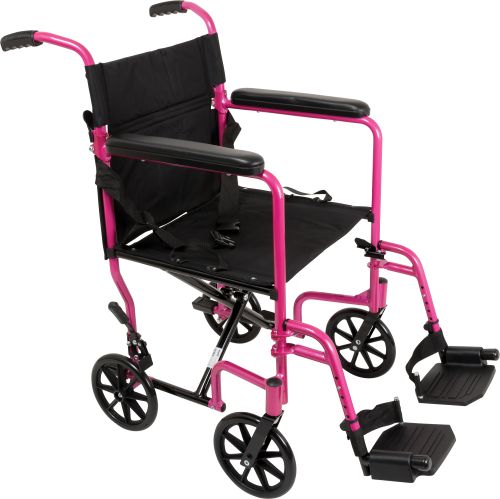 Transport Chair  Alum 19  with Footrests  Pink  ProBasics product image