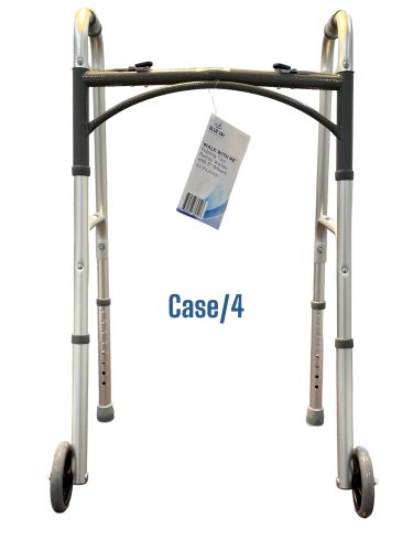 WALK WITH ME Folding Aluminum 2 Button Walker w/5 Wheels Cs4 product image