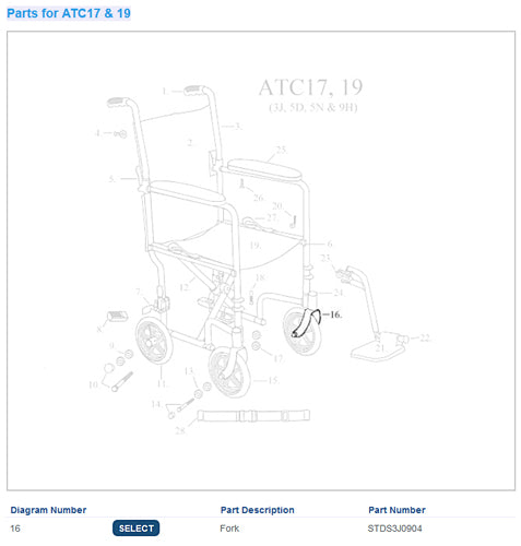 Front Fork for 10950 Transport Chairs product image