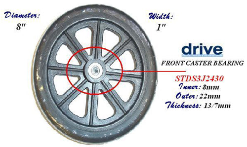 Front Wheel 8  for 10952B & Cruiser WC  (Each) product image