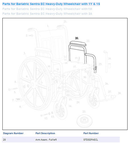 Wheelchair Arm w/Padding Full Length  Left product image