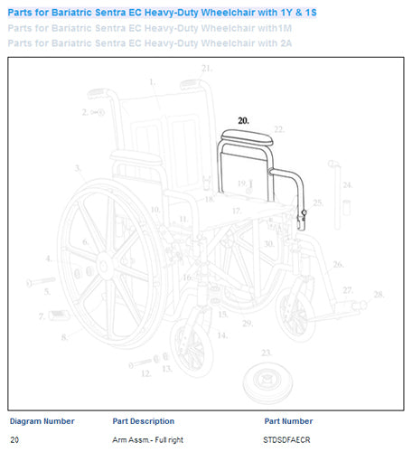 Wheelchair Arm w/Padding Full Length  Right product image