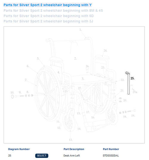 Desk Arm Assembly for Drive Silver Sport  Left  1ea product image
