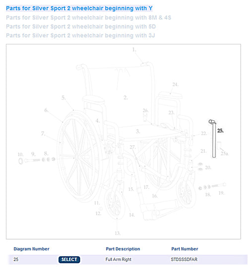 Full Arm Assembly for Drive Silver Sport  Right  1ea product image